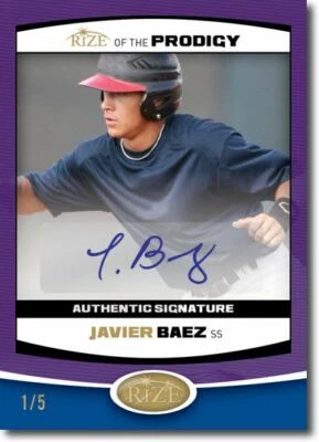 Javier Baez 2012 Rize Rookie autógrafo púrpura automático PRODIGY RC #/5 Foto 1 de 2