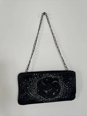 Chanel Satén Fiesta Cóctel Pequeño Bolso Monedero Camelia Cristales Estrás Foto 1 de 4