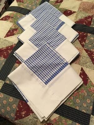 Шторы Liz Claiborne сине-белые клетчатые 4 панели с вкладками бывшие в употреблении - Изображение 1 из 4