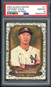 2024 TOPPS ALLEN & GINTER GOLD FOIL FILIGREE #11 ANTHONY VOLPE /50 PSA 10 - Picture 1 of 2