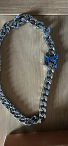 Louis Vuitton chain - silver with light and dark blue lv logo pendant - Picture 1 of 2