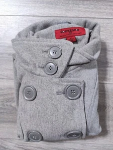 Coffee Shop Coat Adult Medium Gray Long Sleeve Button Up Jacket Womens - Picture 1 of 8