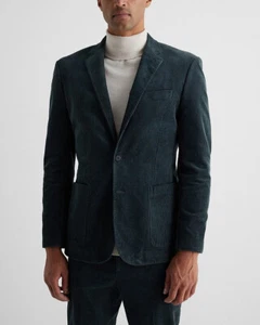 NEW EXPRESS $278 GREEN EXTRA SLIM CORDUROY SUIT JACKET SZ 40S - Picture 1 of 4