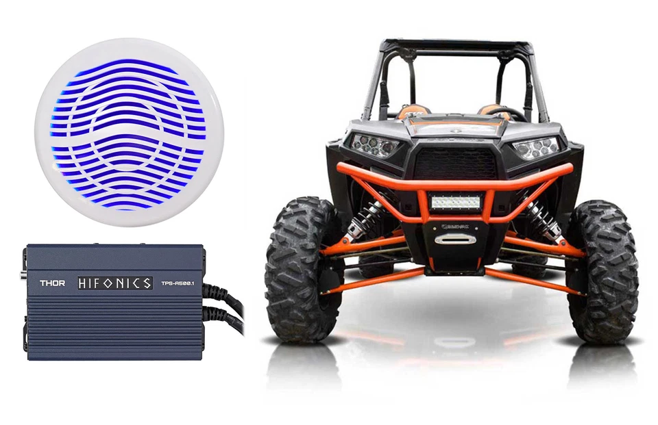 Amplificador mono Hifonics TPS-A500.1 500 watts + sub 12" para Polaris RZR/ATV/UTV/Carrinho - Imagem 1 de 4