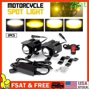 LED Spot Lights Auxiliary Motorcycle Headlight Driving Fog Lamp Amber+White 2Set - Bild 1 von 15