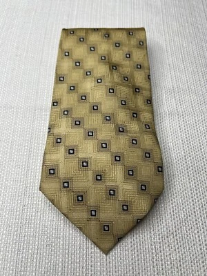 Мужской галстук Pierre Cardin золотисто-голубые квадраты шелковый официальный деловой галстук 4X57,75 дюйма - Изображение 1 из 4