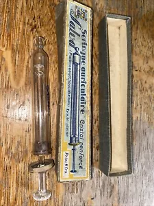 Antique French Glass Ear Syringe with Bent Bulb Nozzle - Boxed. Salva Seringue A - Picture 1 of 6