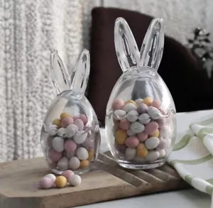 NEW Easter Glass Jar Bunny Ear Mini Egg Clear Viral Spring Decoration - Picture 1 of 2