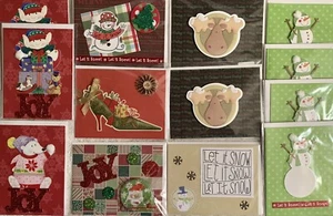 13 handgefertigte Weihnachtskarten innen leer verziert mit Umschlägen - Bild 1 von 9