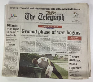 Macon Georgia Telegraph Newspaper Oct 19, 2001 9/11 War Anthrax Mercer Epps - Picture 1 of 17