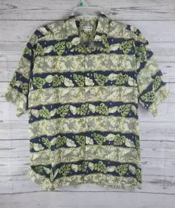 Pierre Cardin Men's XL Short Sleeve Hawaiian Button Up Shirt Green Black Brown - Picture 1 of 15