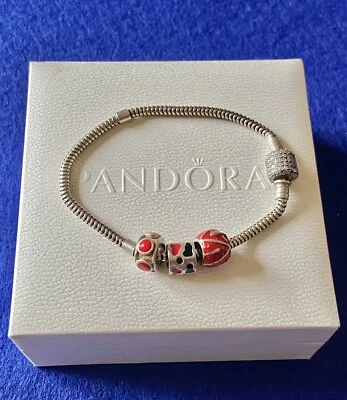 Pandora bracciale con 3 charms Originale + Cofanetto. - Imagen 1 de 4