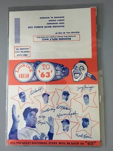 Willie Mays, Hank Aaron,Musial++ 1963 Milwaukee Braves Ticket Response Card - Picture 1 of 3