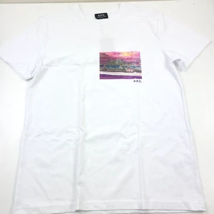 $130 APC Elias Cotton Logo Graphic Pocket Tee T-Shirt in White Mens Size Small - Picture 1 of 7