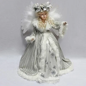 Alberon Christmas Musical Animated Silver and Soft White Angel Decoration - Picture 1 of 1