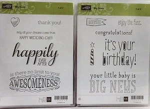 Stampin Up BIG NEWS stamps Birthday Baby Congratulations Happily Ever After - Picture 1 of 5