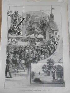 Gravur 1883 - Fest der Heiligen Wolke in Buenos Ayres - Bild 1 von 1