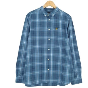 Lyle & Scott Men Shirt Blue Plaid Flannel Cotton Ps9 Size L - Picture 1 of 7