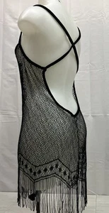 Shirley of Hollywood Malla Rejilla Negro Metálico Terciopelo Encubrimiento Talla Grande EE. UU. - Imagen 1 de 9