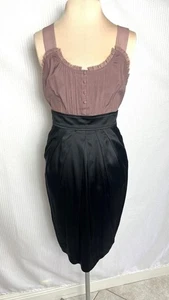 Vestido MARCIANO Talla S Seda Malva Body Negro Satinado Bolsillo S - Imagen 1 de 6