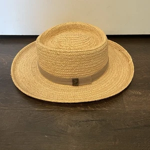 Dorfman Pacific cappello di paglia di rafia originale S/M fascia intrecciata marrone borsa da golf spiaggia sole - Foto 1 di 8