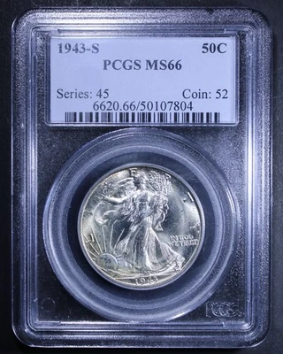 1943-S Walking Liberty Half Dollar - 50c PCGS MS66 - Image 1 of 4