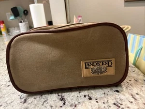 Vintage LANDS END Canvas Toiletry Travel Bag Khaki - Picture 1 of 12