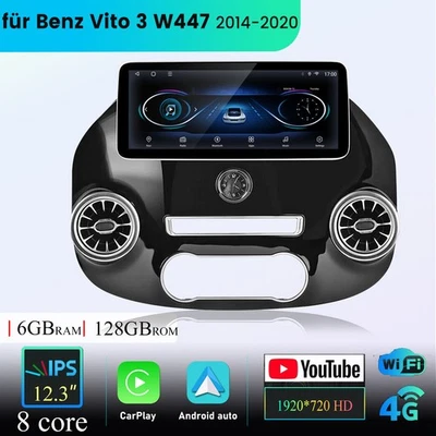 12.3" Android 14 Autoradio 6+128GB Carplay für Mercedes Vito W447 2014-2020 - Bild 1 von 4