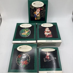 Hallmark Andenken Ornament Collectors Club Lot 5 Miniatur Ornamente 1990er mit Box - Bild 1 von 11