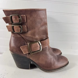 Lucky Brand Leder Stiefeletten Größe 8M Damen braun Schnalle Riemen Absatz Tommie - Bild 1 von 11
