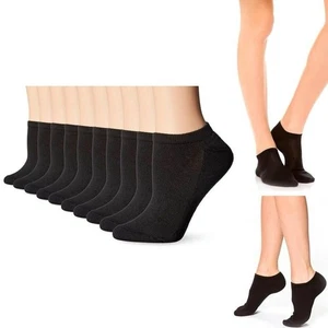 Bulk Lot 10ct Low Cut Socks Cotton  Black Socks Size 8-12 Brand New Lightweight - Picture 1 of 21