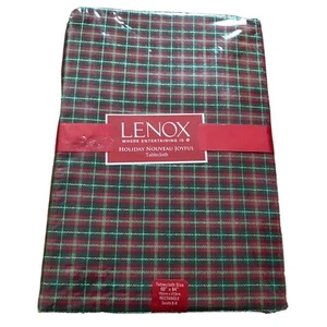 Lenox Tablecloth Holiday Dazzle Red Metallic Plaid 60" X 84" Oblong Fabric New - Picture 1 of 5