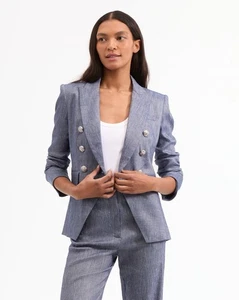 Veronica Beard Women's Miller Dickey Jacket in Denim Blue , Silver Size 4 $695 - Picture 1 of 13