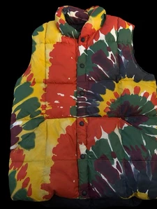 Lands' End Batik gefütterte Weste mehrfarbig Festival Boho Winter Größe Large - Bild 1 von 3