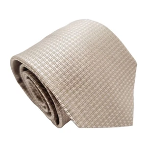 Haines & Bonner Necktie Beige Geometric Pattern Men's Silk Neck Tie 56x3.5" - Picture 1 of 5