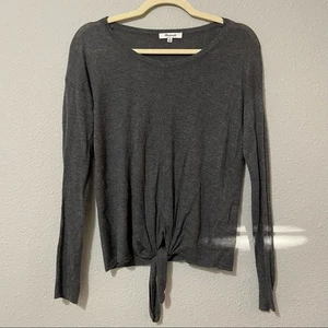 Madewell graues Langarm-T-Shirt vorne zum Binden Damen XS Herbst Freizeit adrette Oberteil - Bild 1 von 5