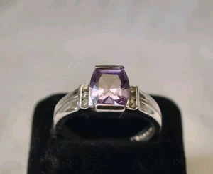 Schöner Silberring mit Lila Stein 925 Silber Ring Gepunzt Gr. 62  Echtschmuck  - Bild 1 von 15