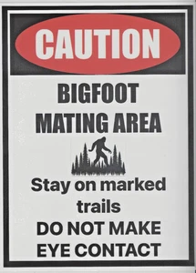 2er Set "ACHTUNG BIGFOOT PAARBEREICH"! 9x11,5 laminierte Schilder für Mancave - Bild 1 von 1