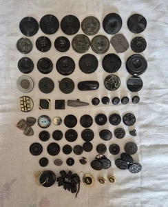 86 Vintage 20s 30s 40s Blacks Various Material Art Deco Buttons Include Set 11 - Picture 1 of 21