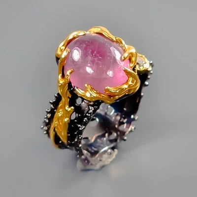 Anillo Rubí Vintage Plata de Ley 925 Talla 7.5/B-R4679 Foto 1 de 4