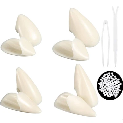 Dientes de vampiro tamaño 4 Halloween cosplay colmillos adhesivo falso fiesta disfraces dentadura postiza Foto 1 de 4