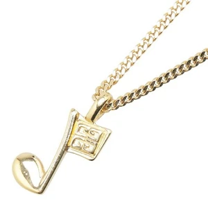 GIVENCHY Gold Tone Treble Clef Motif Necklace, Vintage Jewelry, Minor Wear - Picture 1 of 7