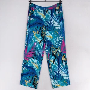 Pantalones Soma Mujer Medianos Azul Estampado Tropical Elástico Tejido Pull On Salón Suave - Imagen 1 de 9