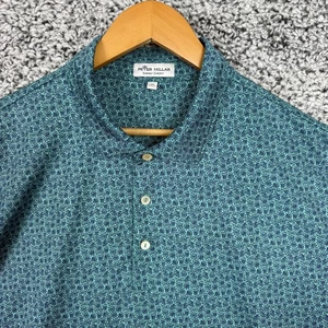 Peter Millar Shirt Mens Extra Large Green Summer Comfort Golf Polo Geometric XL - Picture 1 of 9