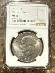 1971-D Eisenhower Dollar NGC MS66 “Friendly Eagle” - Picture 1 of 3