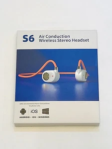 S6 Sports Headset (Air Conduction-Wireless Stereo w/Bluetooth/Mic & Usb Charger) - Picture 1 of 23