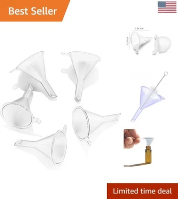 Paquete de 5 mini embudos transparentes - Versátil juego de embudos de plástico en miniatura de grado alimenticio Foto 1 de 4