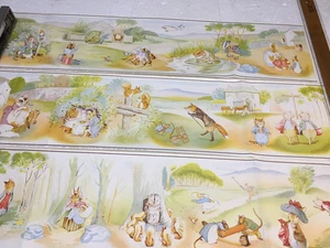 Lot of 5 Beatrix Potter Wall Border Panel, 1952 Childrens Room Decor, wallpaper - Picture 1 of 21