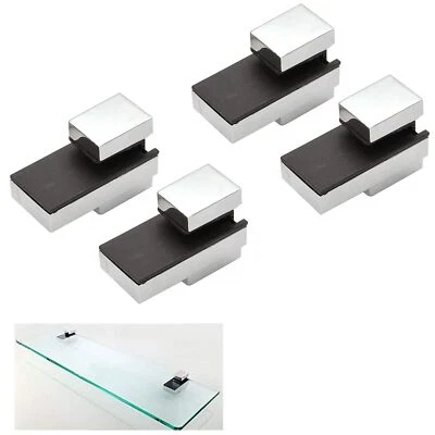Adjustable Glass Shelf Bracket Solid Metal Wall Mount Polished Chrome 4 PCS - Image 1 of 4