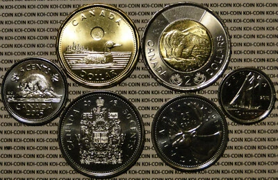 BU Brilliant Uncirculated Canada 2015 6 coin set: $2, $1, 50c, 25c, 10c, 5c - Image 1 of 2
